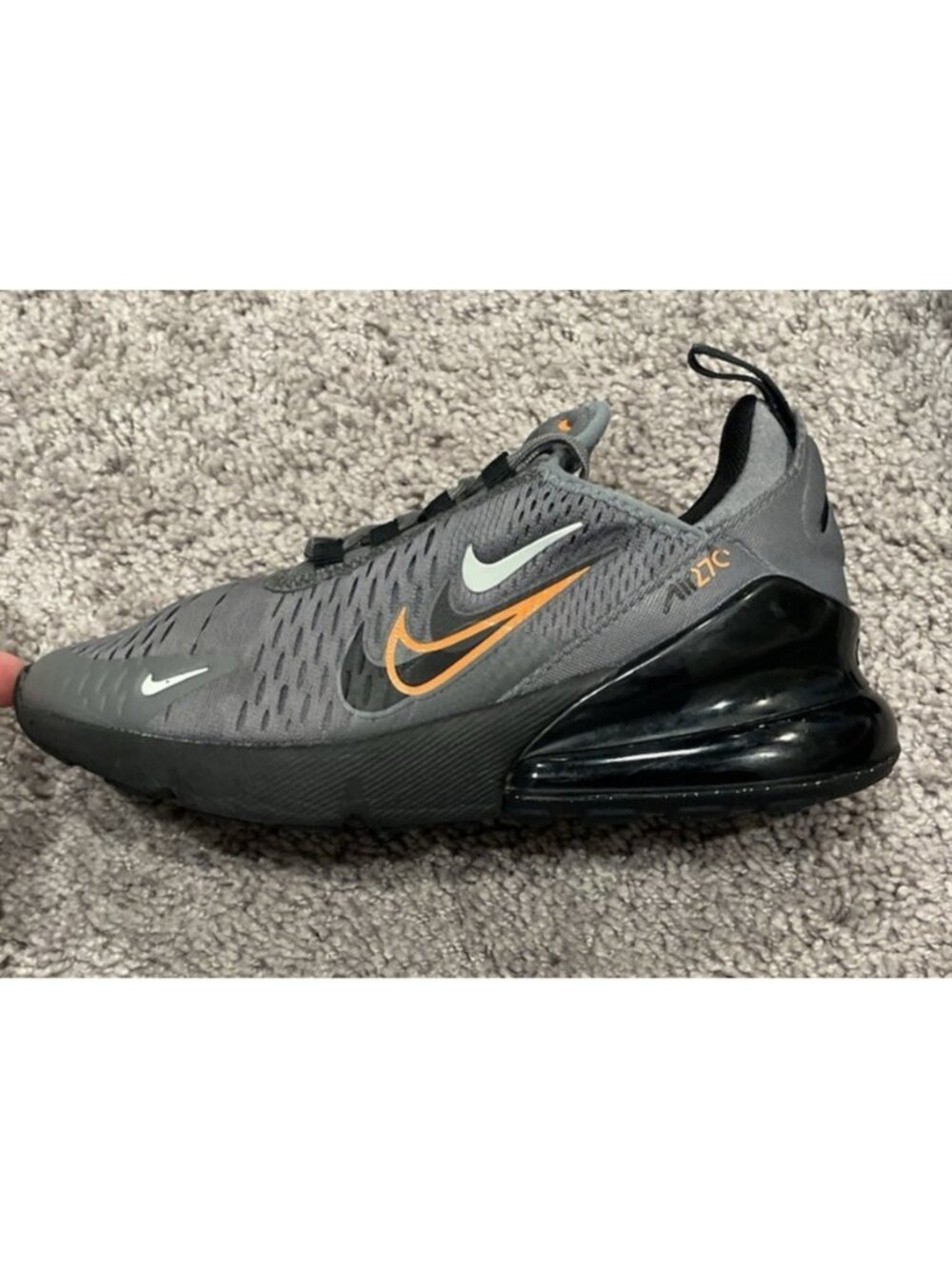 Nike Air Max 270 - US 4.5 Y- Trainers Grey Black Orange Shoes Junior